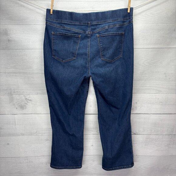 Talbots Flawless Jeans Womens Size 14 Pull-On Crop Flare Blue Denim Stretch - Picture 6 of 11
